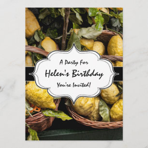 Elegant Italian Lemons in a Basket Invitation