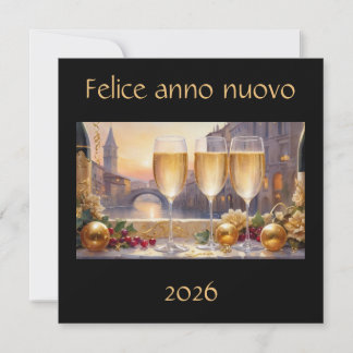 Elegant Italian New Year Black Holiday Card