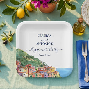 Elegant Italian Riviera Engagement Party Paper Plate