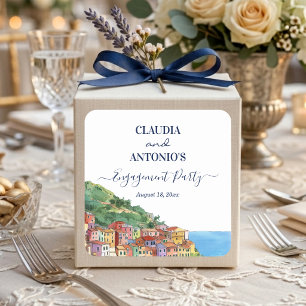 Elegant Italian Riviera Engagement Party Square Sticker