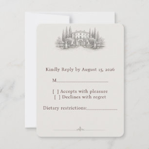 Elegant Italian Villa Watercolor Wedding RSVP Card