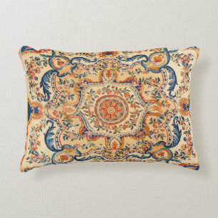 Elegant Italian Vintage Baroque Blue Orange  Decorative Cushion