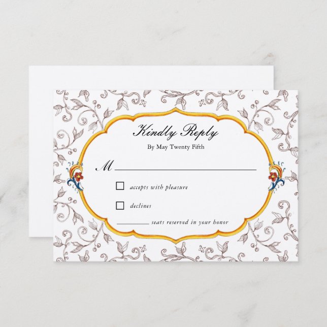 Elegant Italian Wedding RSVP Card (Front/Back)