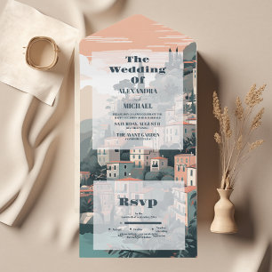 Elegant Italy Capri Destination Wedding All In One Invitation