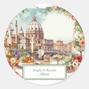 Elegant Italy, invitation to diner in Florence,  Classic Round Sticker