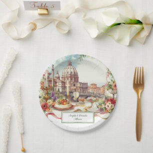 Elegant Italy invitation Wedding Dinner in Italy Paper Plate