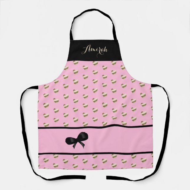 Elegant "It's All About Gold Hearts" Apron (Front)