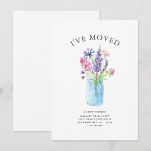 Elegant Ive Moved Watercolor Floral Moving Announcement