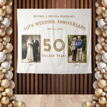 Elegant Ivory and Gold 50th Anniversary Banner