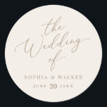 Elegant Ivory and Gold Calligraphy Wedding Classic Round Sticker<br><div class="desc">Use this ivory and gold wedding sticker to seal envelopes,  party favours,  and more.</div>