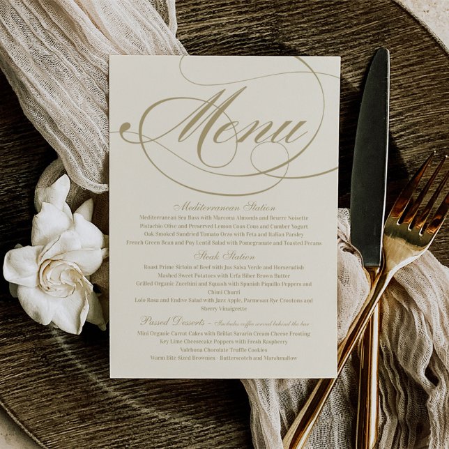 Elegant Ivory and Gold Calligraphy Wedding Invitation (Creator Uploaded)