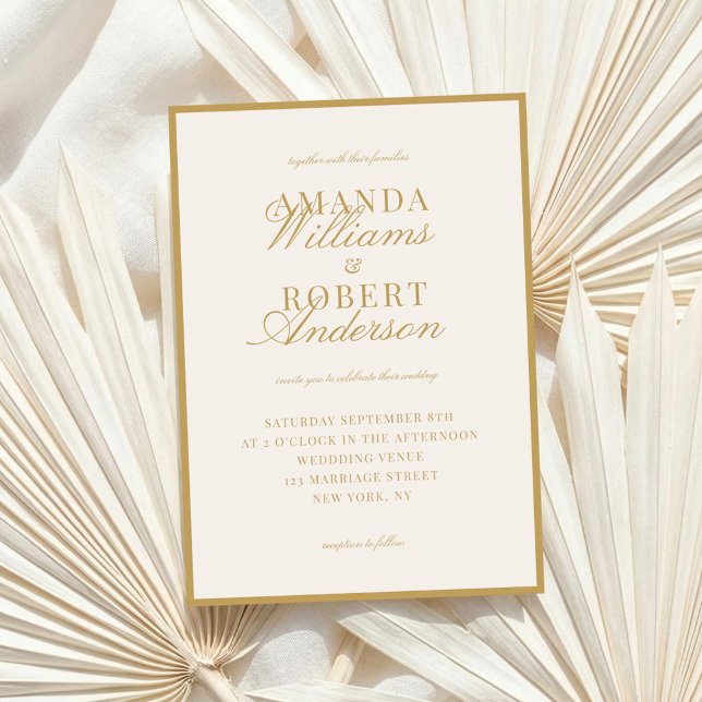 Elegant Ivory and Gold Old Money Wedding Invitation (Creator Uploaded)