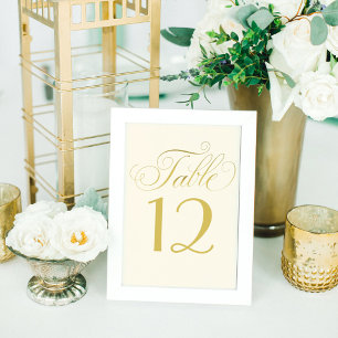 Elegant Ivory and Gold Script Wedding Table Number