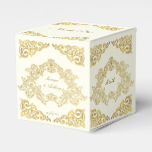 Elegant ivory and gold vintage wedding template favour box