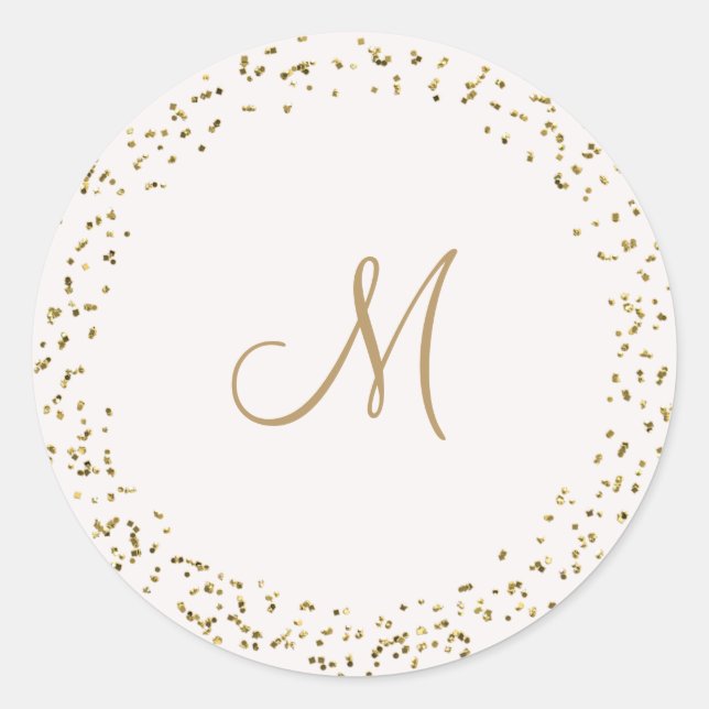 Elegant Ivory and Gold Wedding Sticker (Front)