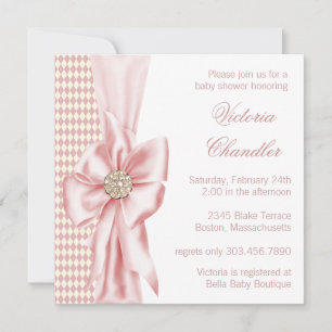 Elegant Ivory and Pink Baby Girl Shower Invitation