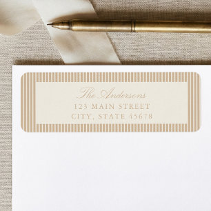 Elegant Ivory and Tan Stripes Return Address Label