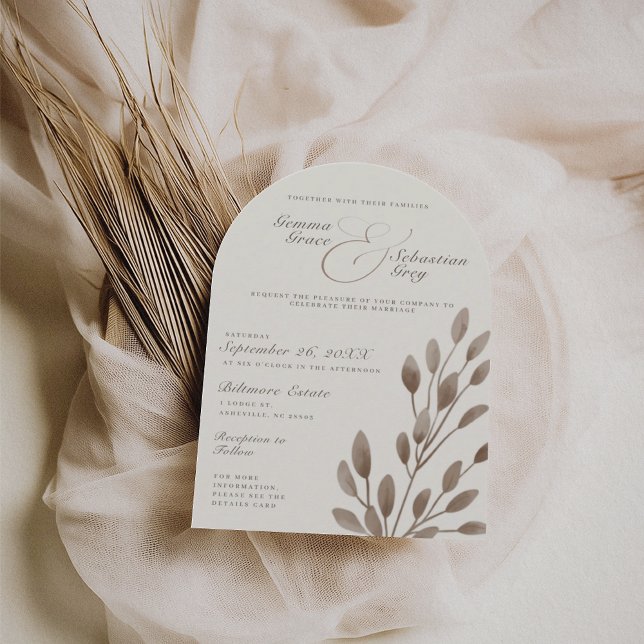 Elegant Ivory & Ash Fall Botanical Wedding Arch Invitation (Creator Uploaded)