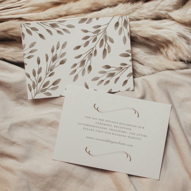 Elegant Ivory & Ash Fall Botanical Wedding Detail Enclosure Card (Creator Uploaded)