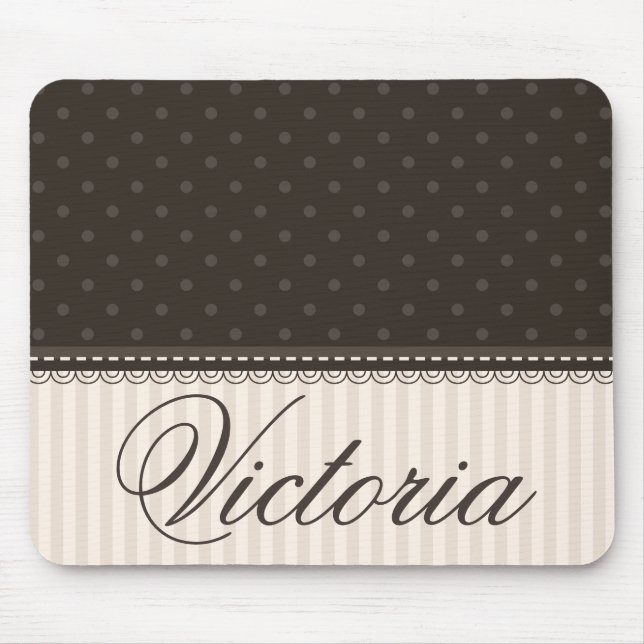 Elegant Ivory Beige Brown Polka Dots Custom Design Mouse Pad (Front)