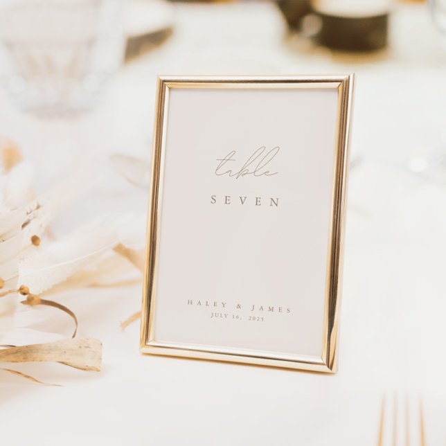 Elegant Ivory & Beige Calligraphy Table Number (Creator Uploaded)
