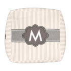 Elegant Ivory Beige Stripes Brown Custom Monogram