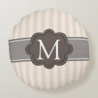 Elegant Ivory Beige Stripes Brown Custom Monogram