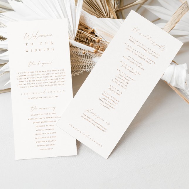 Elegant Ivory & Beige Wedding Ceremony Program (Creator Uploaded)