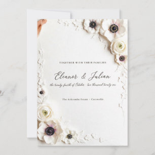 Elegant Ivory Boho Anemone Floral Wedding  Invitation