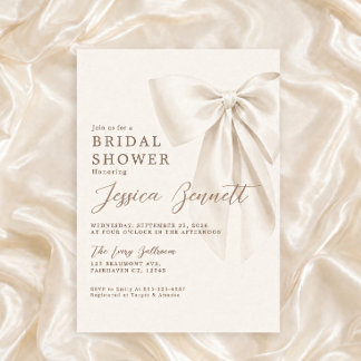 Elegant Ivory Bow Romantic Bridal Shower Invitation