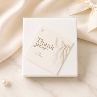 Elegant Ivory Bow Romantic Bridal Shower Thank You Favour Tags