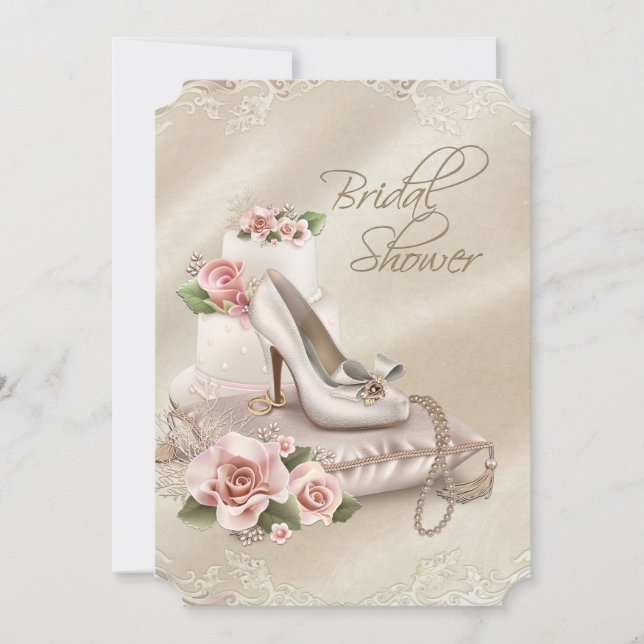 Elegant Ivory Bridal Shower Invitation (Front)
