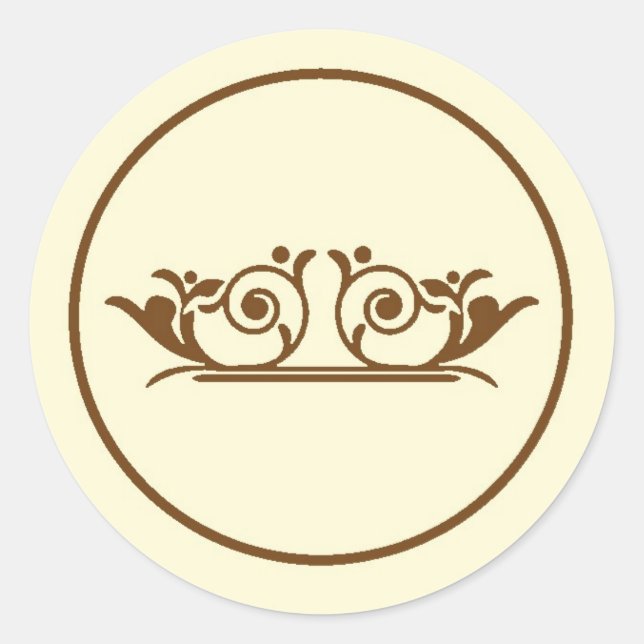Elegant Ivory/Brown Wedding Envelope Seal (Front)