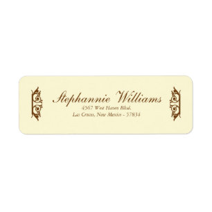 Elegant Ivory/Brown Wedding Return Address Label