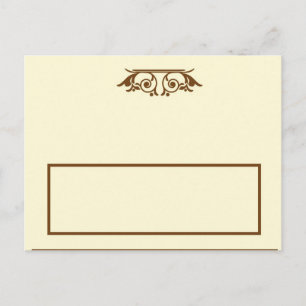 Elegant Ivory/Brown Wedding Writable Place Card