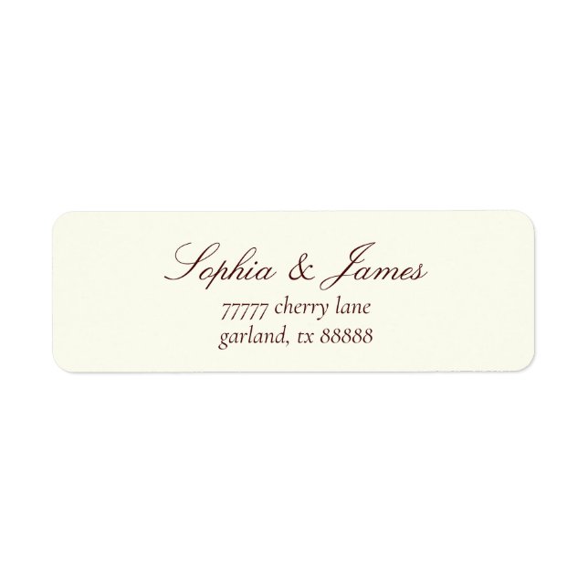 Elegant Ivory Burgundy Wedding Return Address Label (Front)
