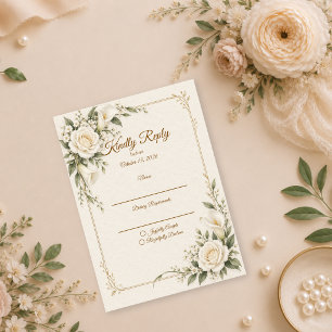 Elegant Ivory Calla Lily Wedding RSVP Card