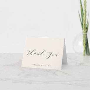 Elegant Ivory Calligraphy Wedding Message Thank You Card