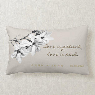 Elegant Ivory Champagne Magnolias Modern Chic Lumb Lumbar Cushion