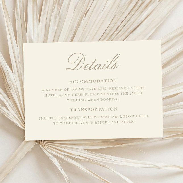 Elegant Ivory Classic Wedding Details Enclosure Card (Creator Uploaded)