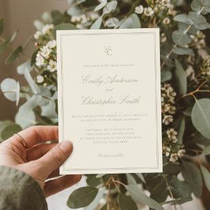 Elegant Ivory Classic Wedding Invitation