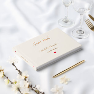 Elegant Ivory Colour Rose Gold Weddings Anniversar Guest Book