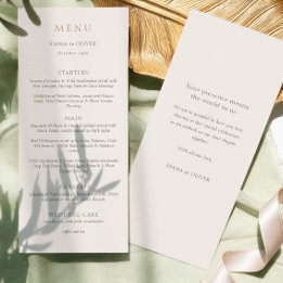 Elegant Ivory Copper Script Double Side Wedding  Menu