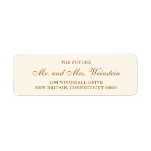 Elegant Ivory Copper Script Wedding Return Address Label