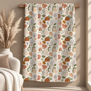 Elegant Ivory Earth Tone Rainbow Shapes Blanket