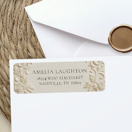 Elegant Ivory Embossed Wedding Return Address Label