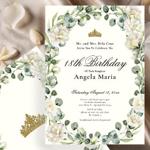 Elegant Ivory Floral 18th Birthday Debut Invitation