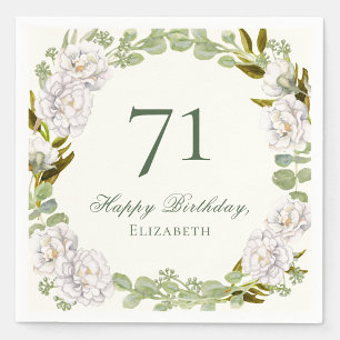Elegant Ivory Floral 71st Birthday Napkins