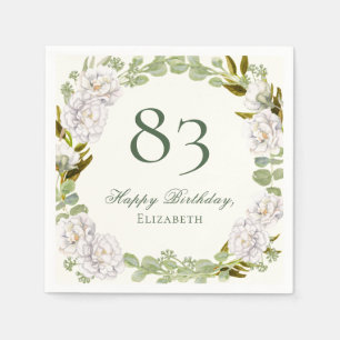 Elegant Ivory Floral 83rd Birthday Napkins