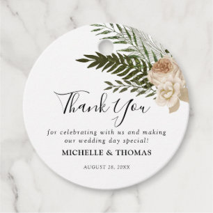 Elegant Ivory Floral Bouquet Wedding Favour Tags